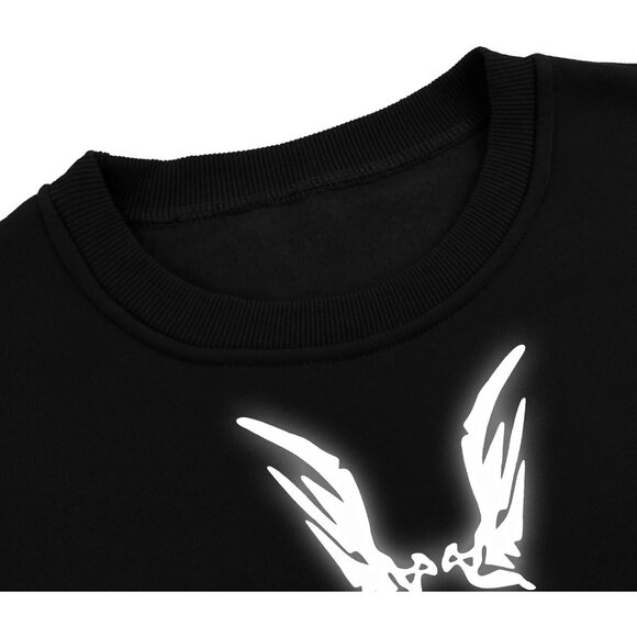 Gothic Skeleton Sweatshirt Women Oversized Long Sleeve Reflective Casual Fitted - Picture 3 of 6